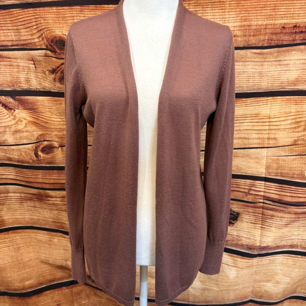 Ann Taylor LOFT Womens Plum Lightweight Long Sleeve Open Front Cardigan Size M